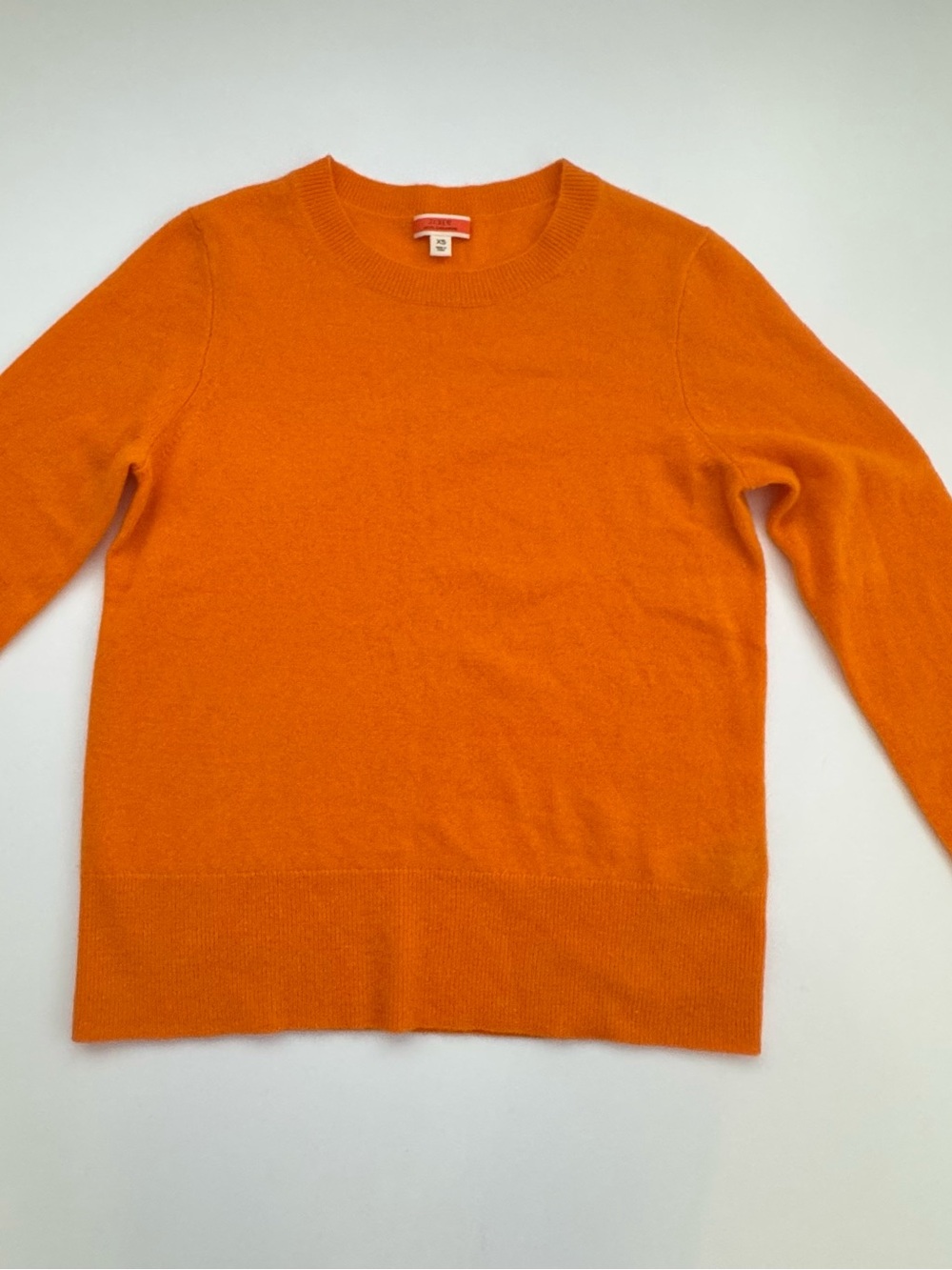 J.CREW 100% Cashmere Orange Ribbed Knit Pullover Sweater XS